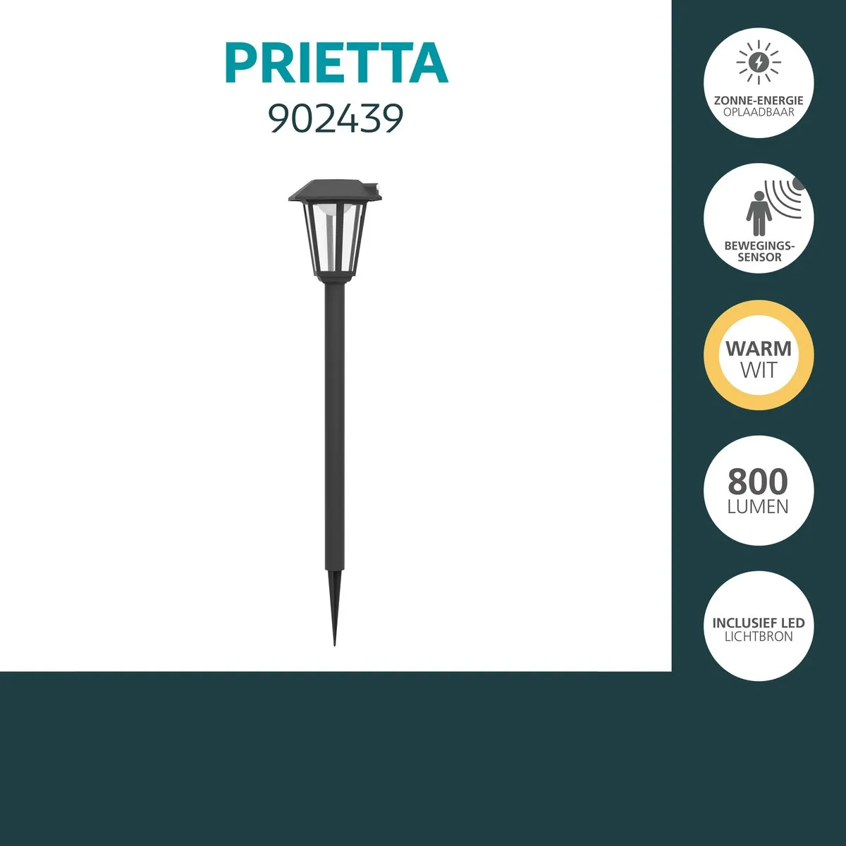 Eglo Prietta Solar Priklamp Buiten LED 87.7cm - Zwart