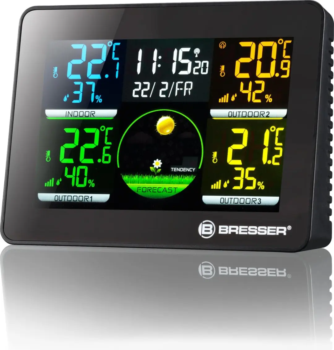 Bresser Weerstation Thermo Hygro Quadro NLX - 3 Buitensensoren - Zwart