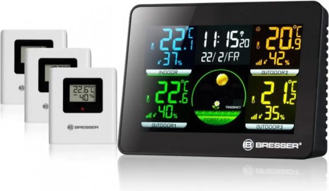 Bresser Weerstation Thermo Hygro Quadro NLX - 3 Buitensensoren - Zwart