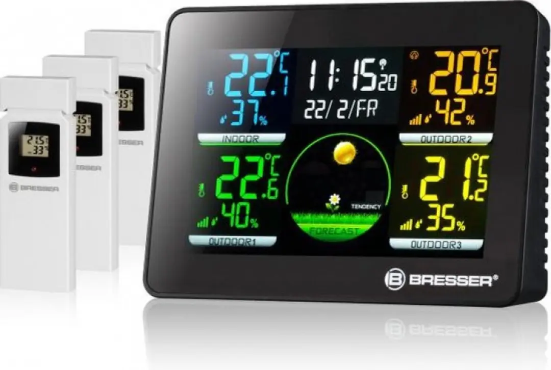Bresser Weerstation Thermo Hygro Quadro NLX - 3 Buitensensoren - Zwart - afbeelding 6 van 6