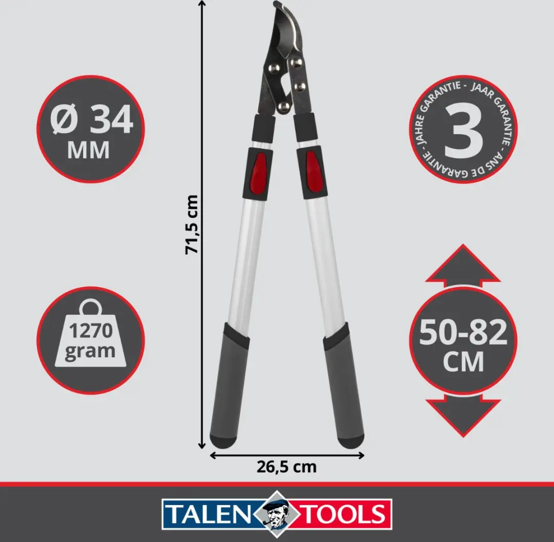 Talen Tools Snoeiset Premium 3-delig - Takken-, heggen- en snoeischaar - Koolstofstaal - afbeelding 5 van 6