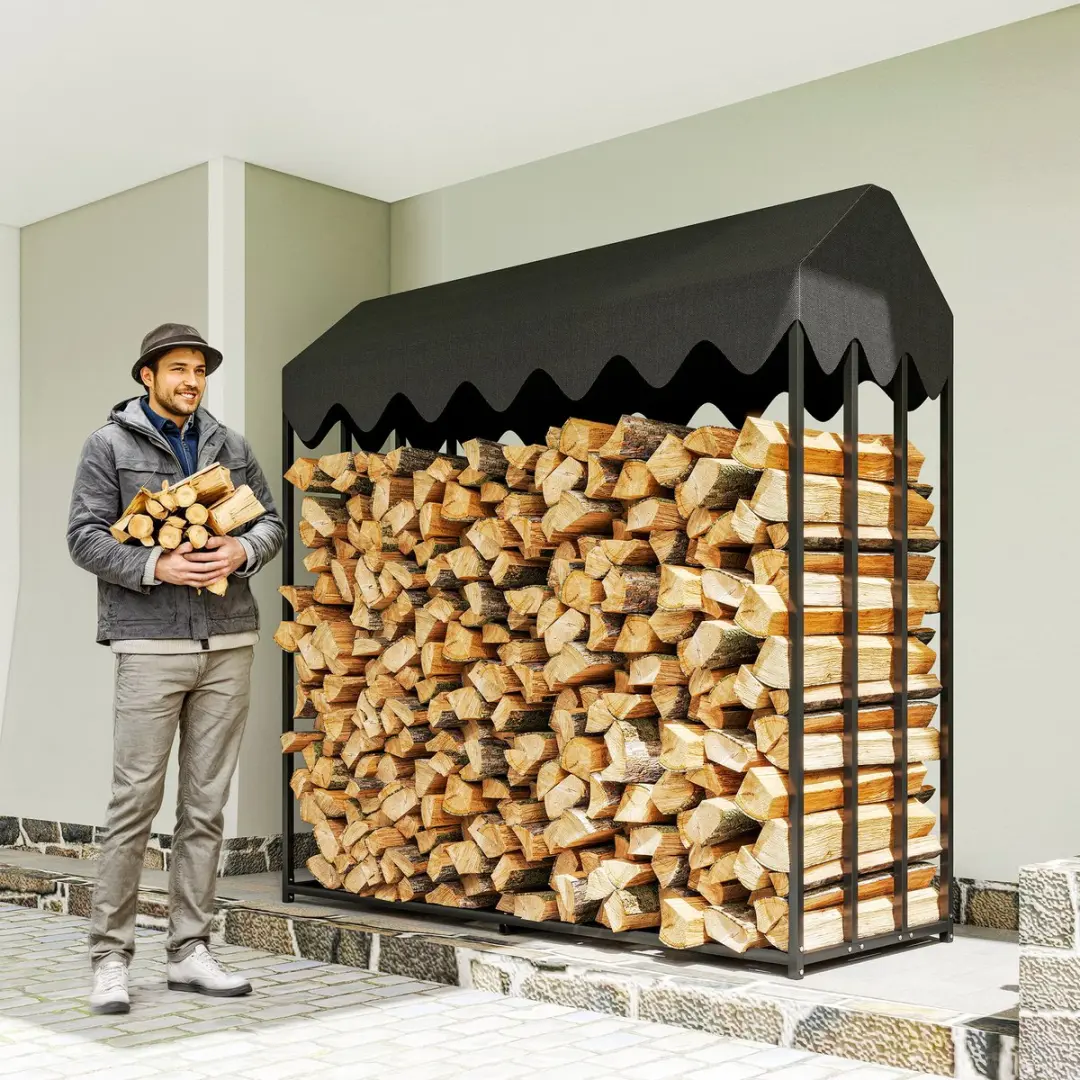 Outsunny Haardhoutrek 186x70x185cm - Zwart