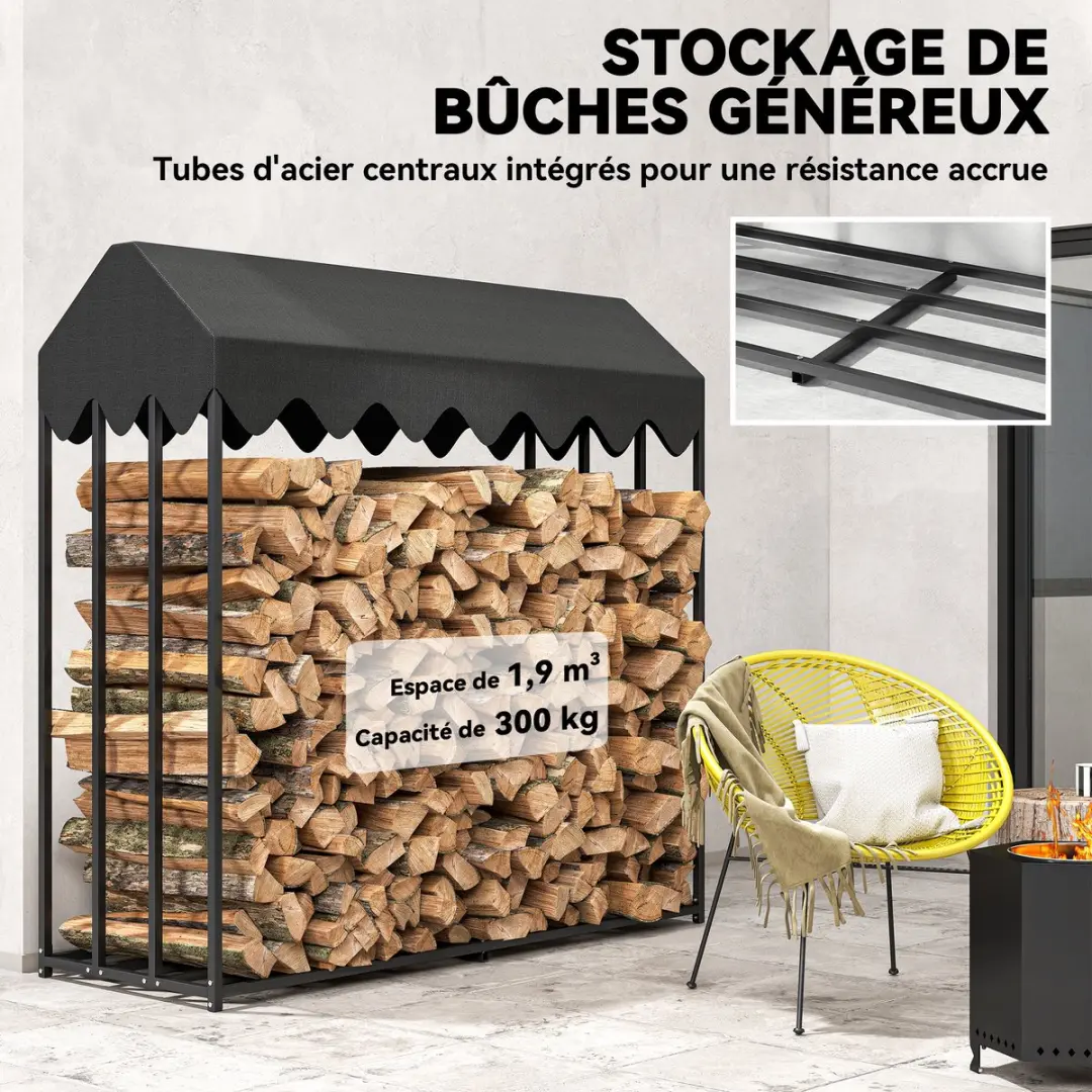 Outsunny Haardhoutrek 186x70x185cm - Zwart
