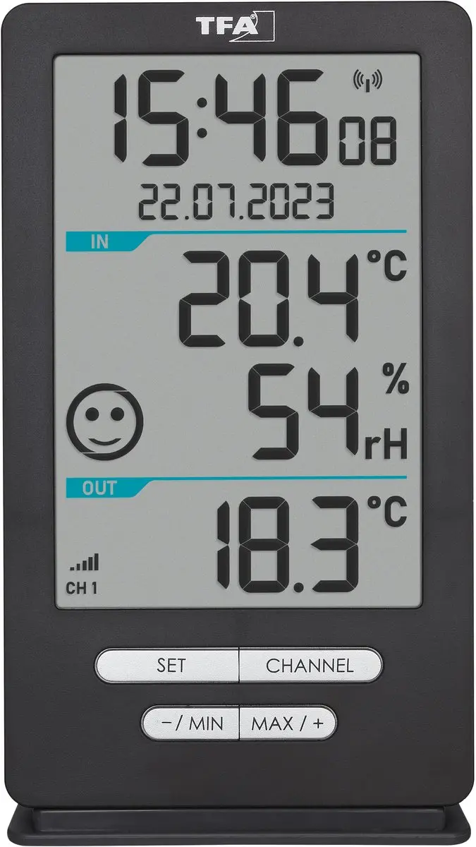 TFA Dostmann XENA HOME 30.3074.10 Draadloze Thermometer - Antraciet