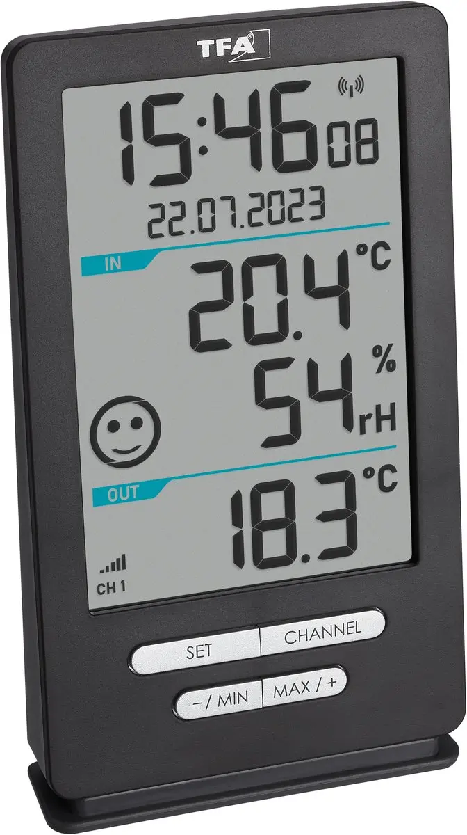 TFA Dostmann XENA HOME 30.3074.10 Draadloze Thermometer - Antraciet - afbeelding 6 van 6
