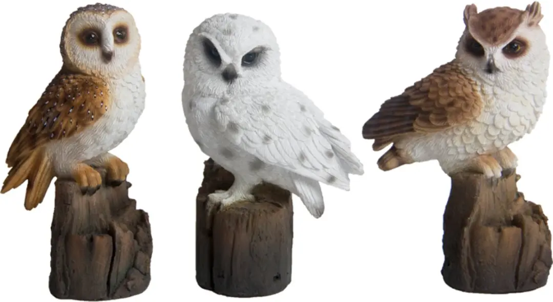 Esschert Design Uil Boomstam - 7cm - Bruin/Wit