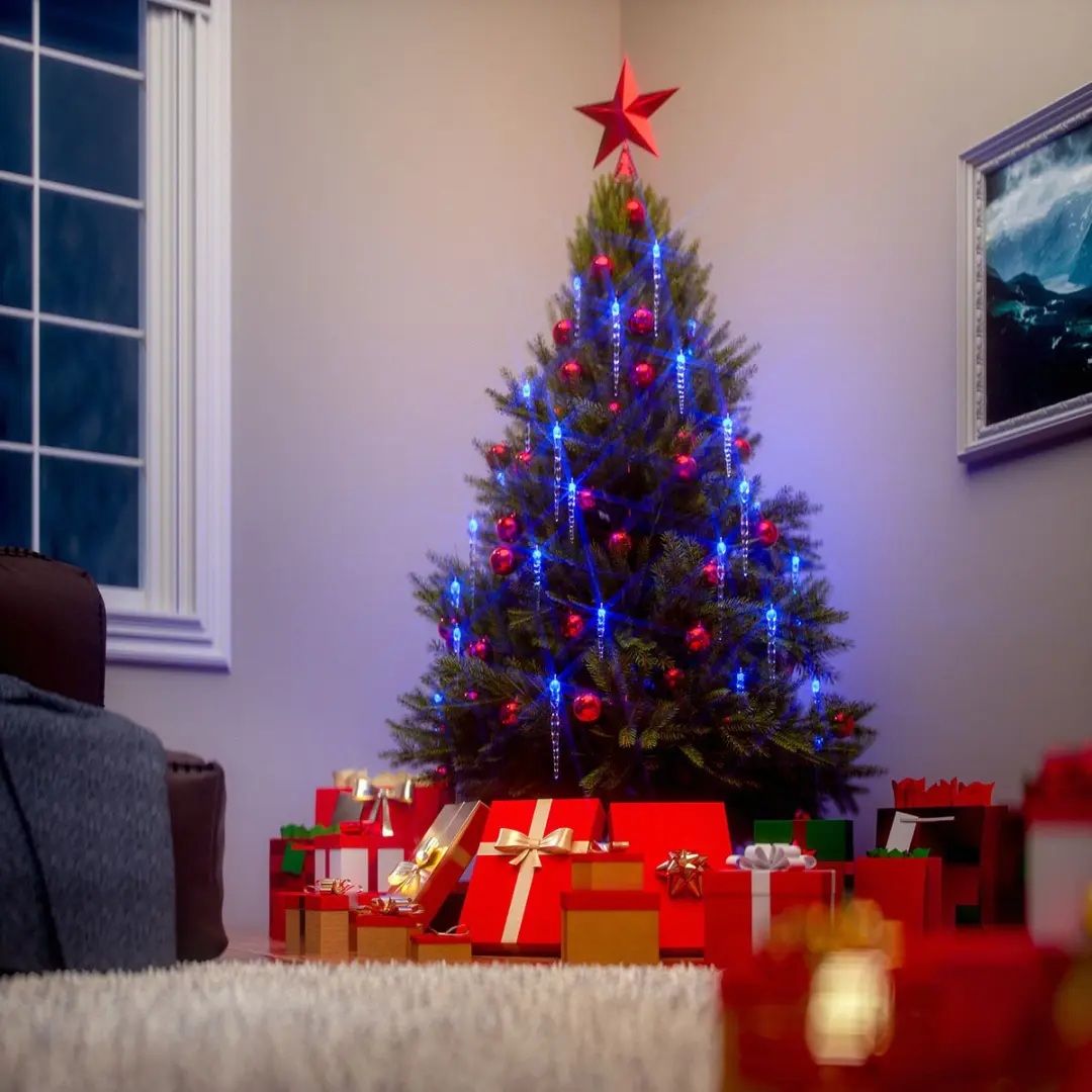 Monzana Kerstmis Lichtketting IJspegels 80 LED Blauw - 13m