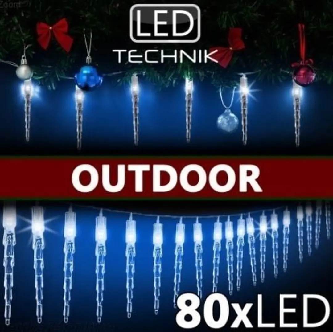 Monzana Kerstmis Lichtketting IJspegels 80 LED Blauw - 13m