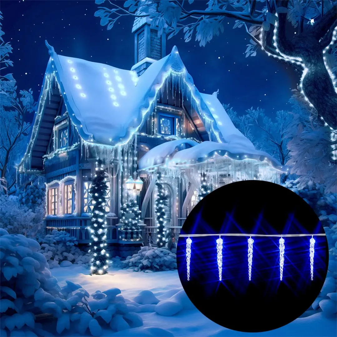 Monzana Kerstmis Lichtketting IJspegels 80 LED Blauw - 13m - afbeelding 6 van 6