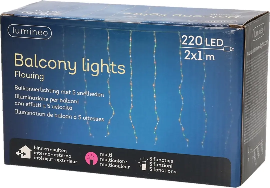 Lumineo Kerst Balkonverlichting Gordijn 220 Lampjes
