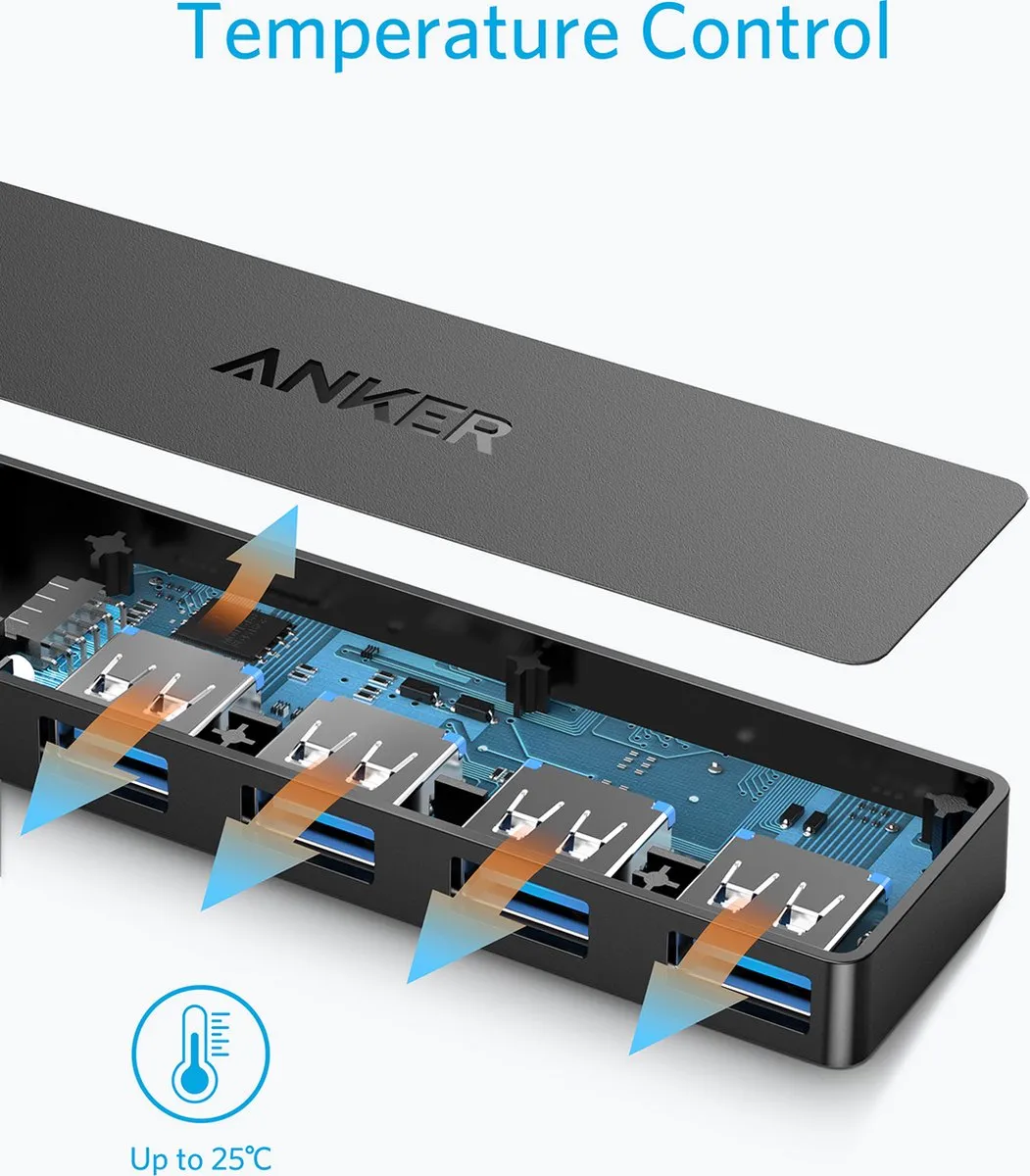 Anker A7516016 4-poorts USB 3.0 Data Hub - Zwart