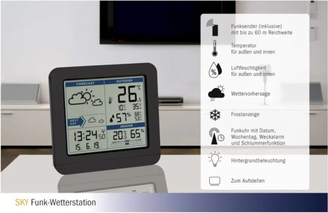 TFA Dostmann 35.1152.01 Weerstation - Draadloos - Zwart