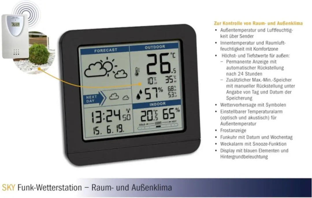 TFA Dostmann 35.1152.01 Weerstation - Draadloos - Zwart