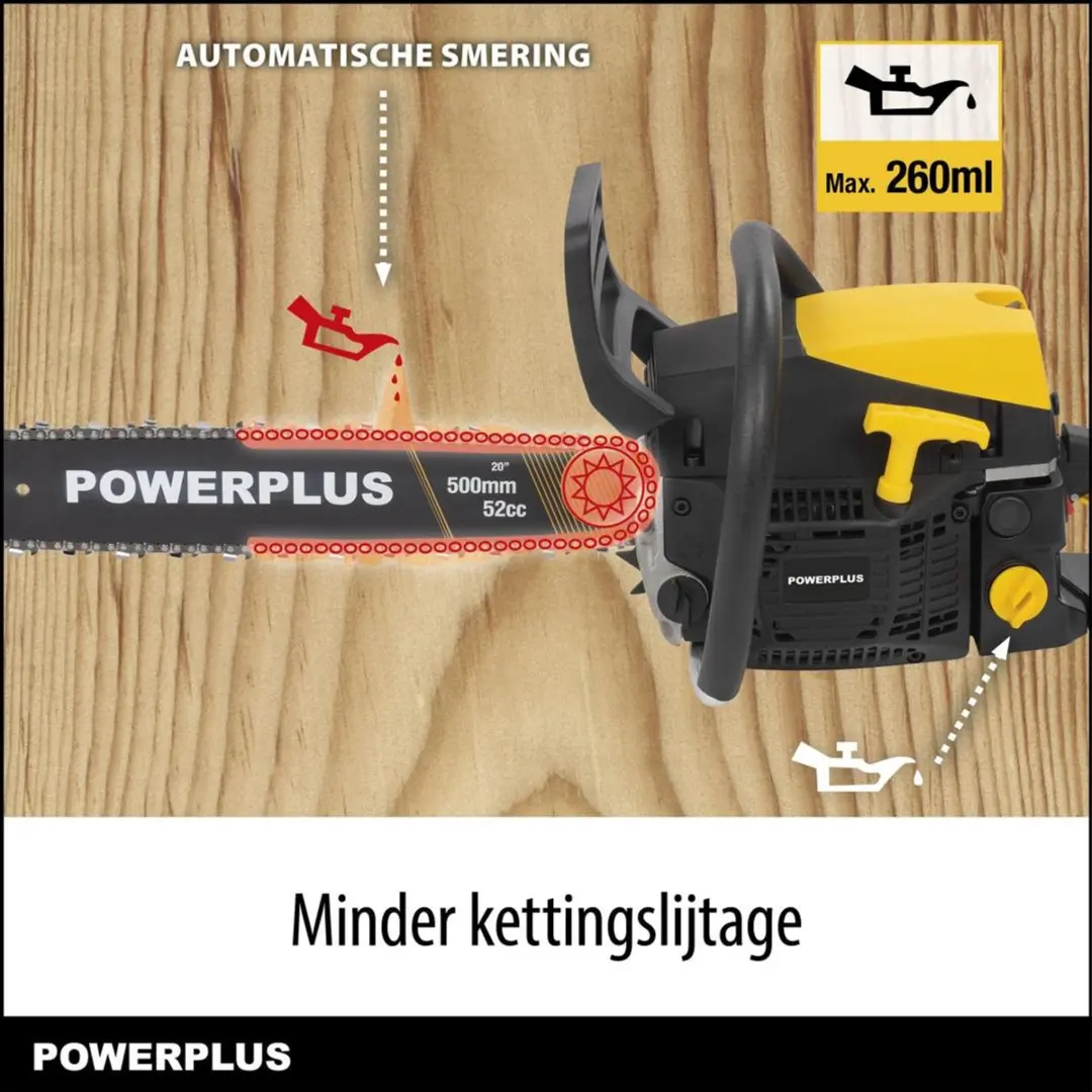 Powerplus POWXG10247 Benzine Kettingzaag 51,7cc - 500mm Zaagblad