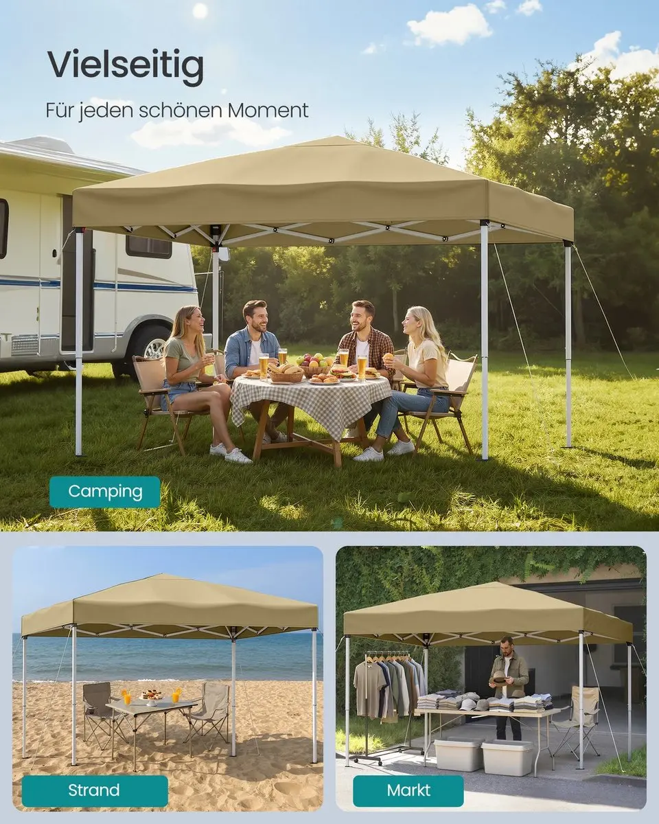 Songmics Tuinpaviljoen 3x3m PE - Opvouwbaar Beige - afbeelding 6 van 6
