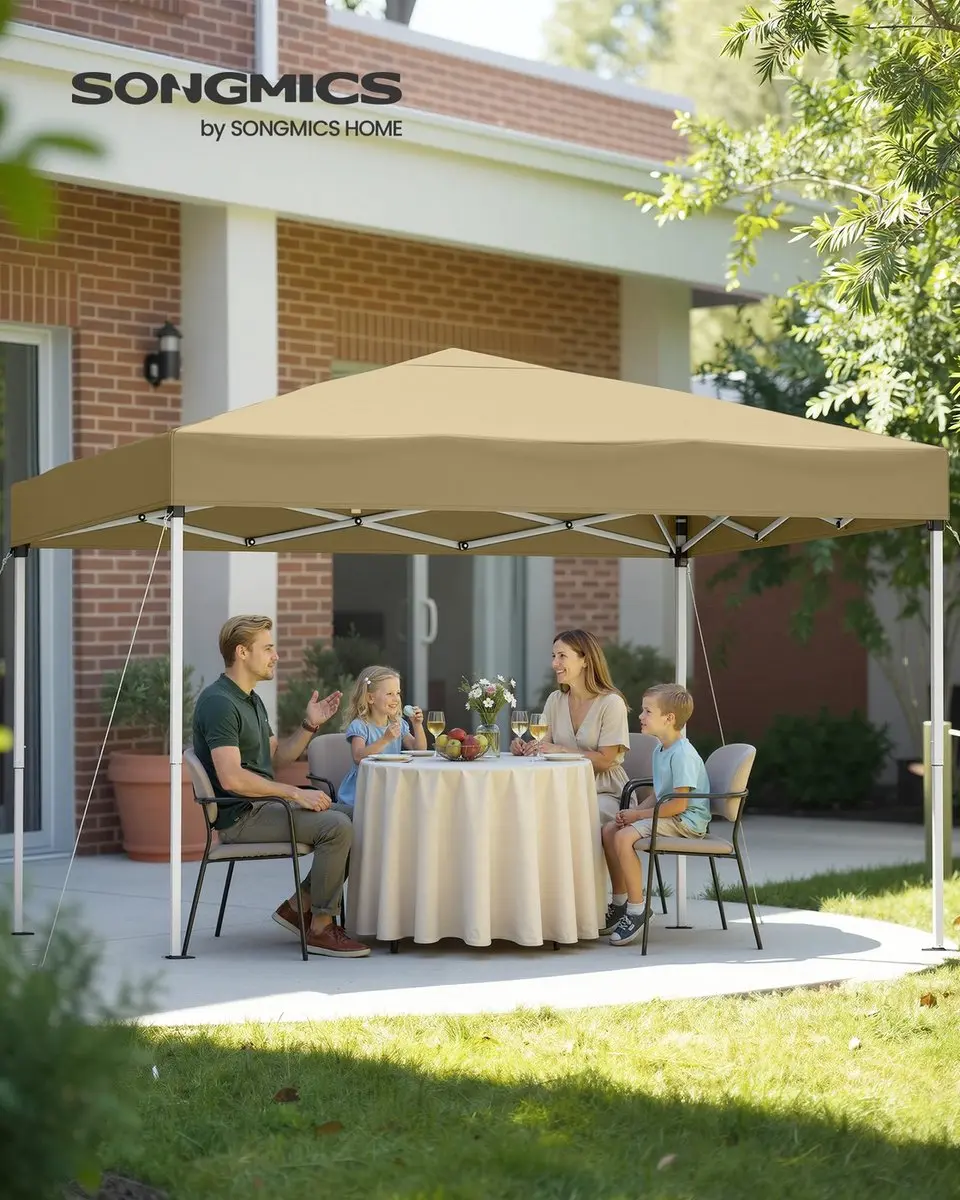Songmics Tuinpaviljoen 3x3m PE - Opvouwbaar Beige - afbeelding 2 van 6