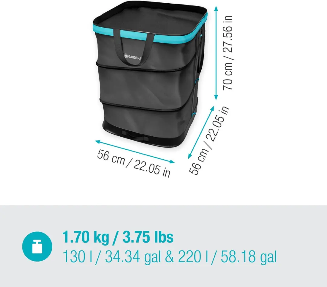 Gardena Tuinafvalzak 220L - Zwart/Turquoise - afbeelding 6 van 6
