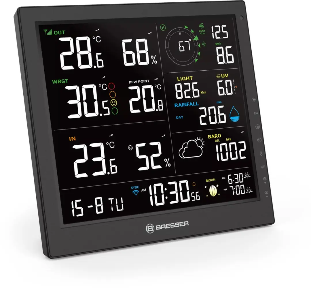 Bresser MeteoTemp JW Weerstation 8-in-1 - Zwart/Wit