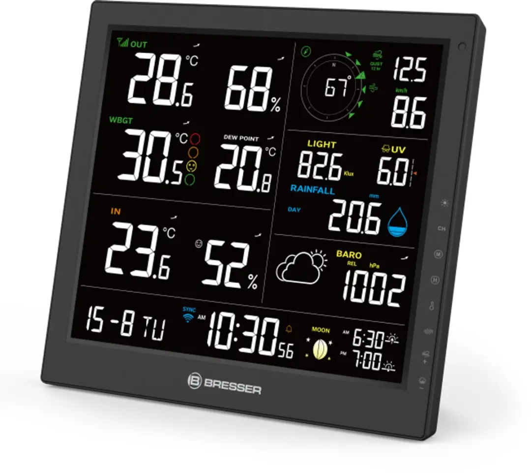 Bresser MeteoTemp JW Weerstation 8-in-1 - Zwart/Wit