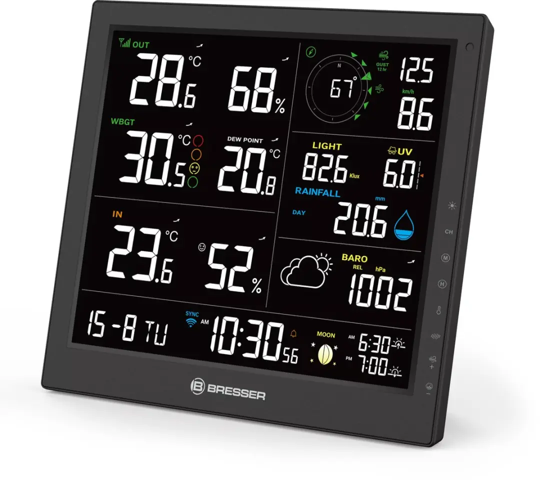 Bresser MeteoTemp JW Weerstation 8-in-1 - Zwart/Wit