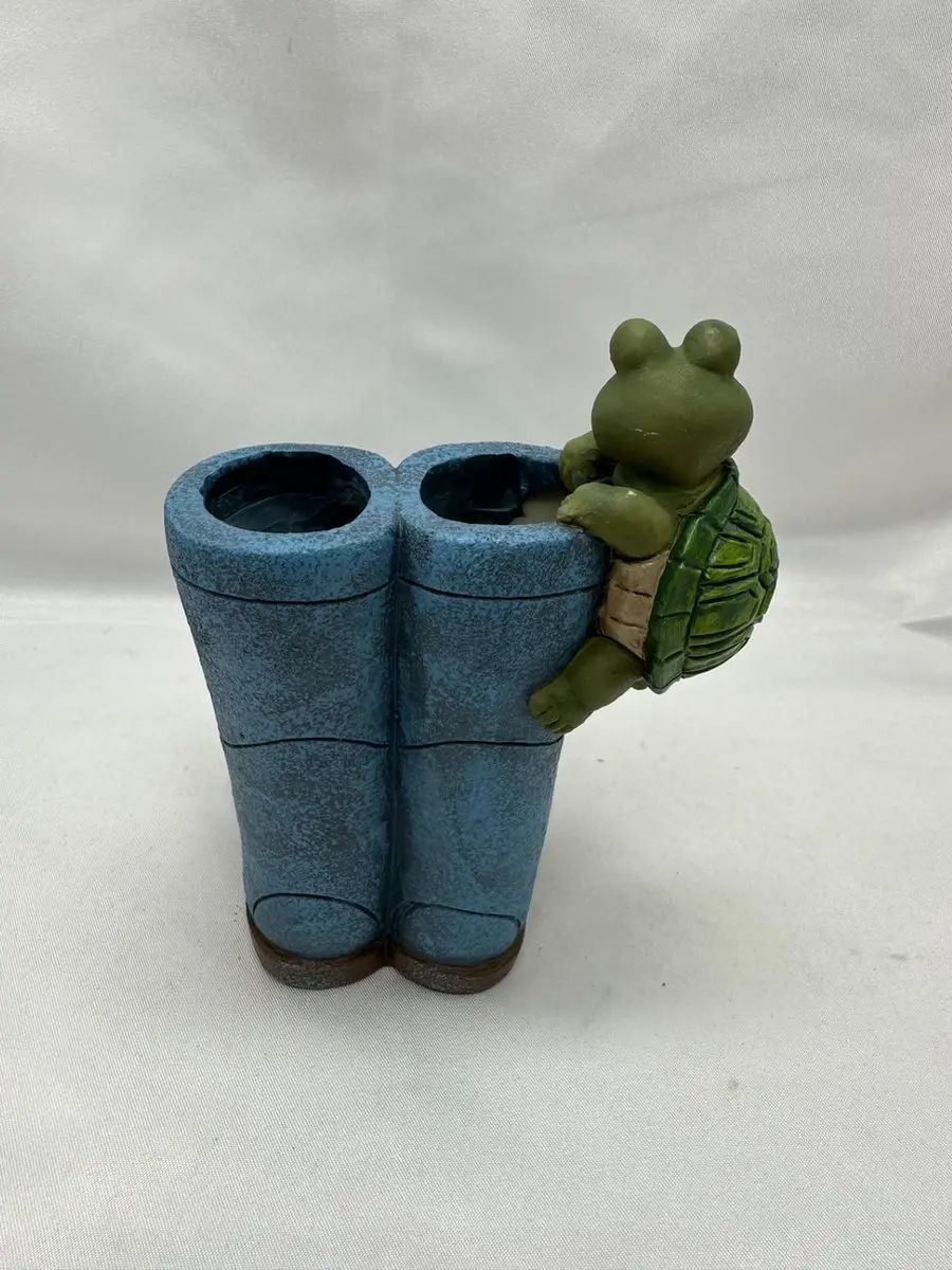Impuls Schildpad Tuindecoratie - Polyresin - 11x10x8cm - Blauw/Groen