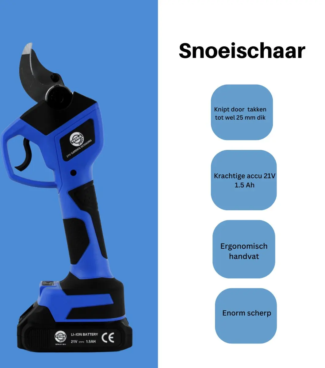TETRA Tools RT-GS21 Elektrische Snoeischaar 21V - 1500mAh