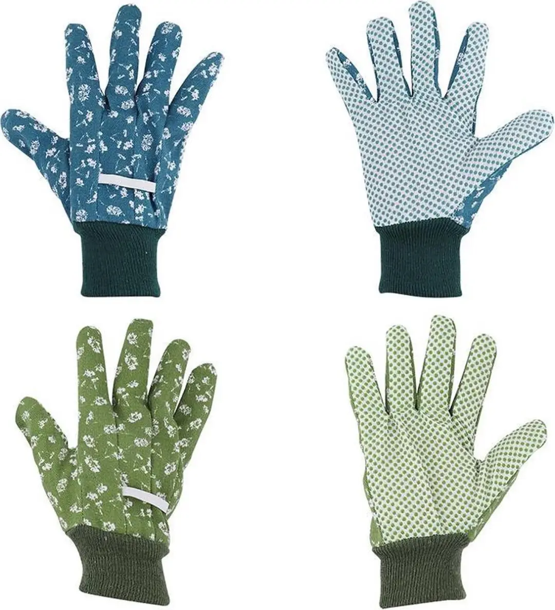 Esschert Design Katoenen Tuinhandschoenen - Assorti Groen/Blauw