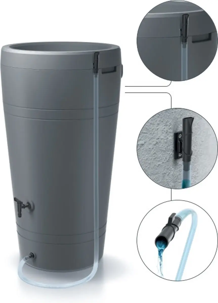 Prosperplast Regenton Aftapset 5-delig - Transparant/Zwart