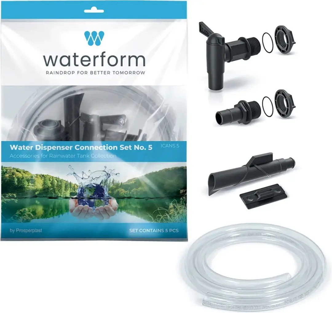 Prosperplast Regenton Aftapset 5-delig - Transparant/Zwart