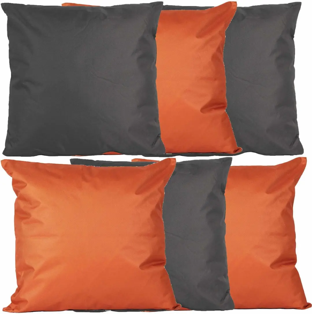 Anna's Collection Bankkussens 45x45cm - 6 Stuks - Grijs/Oranje