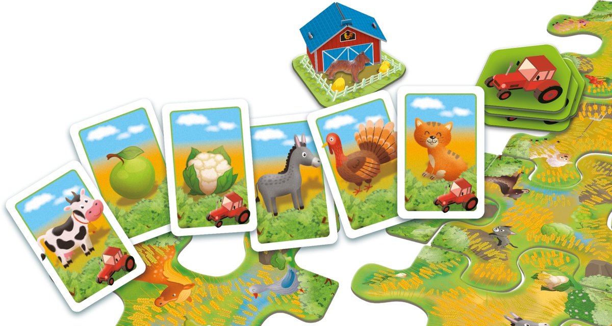 Tactic Zoek en Vind Boerderij - Bordspel - Opvouwbare schuren - 17 Speelfiguren - Vanaf 4 jaar