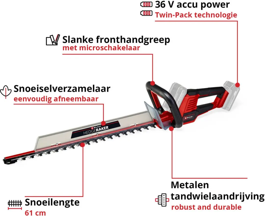 Einhell Accu Heggenschaar GE-CH 36/61 Li Solo - 36V - 61cm - afbeelding 2 van 6