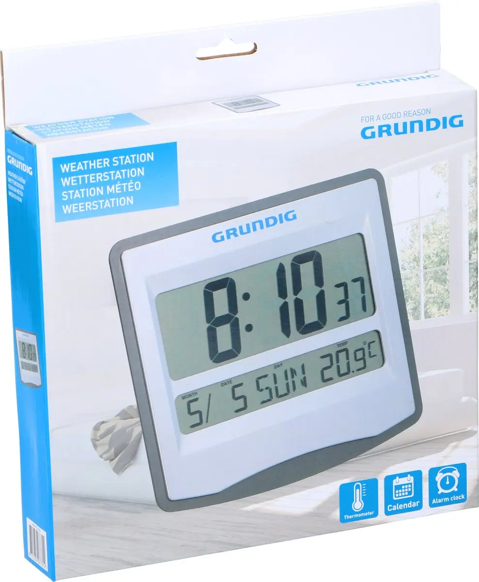 Grundig Weerstation met LCD-Klok - Wit/Grijs