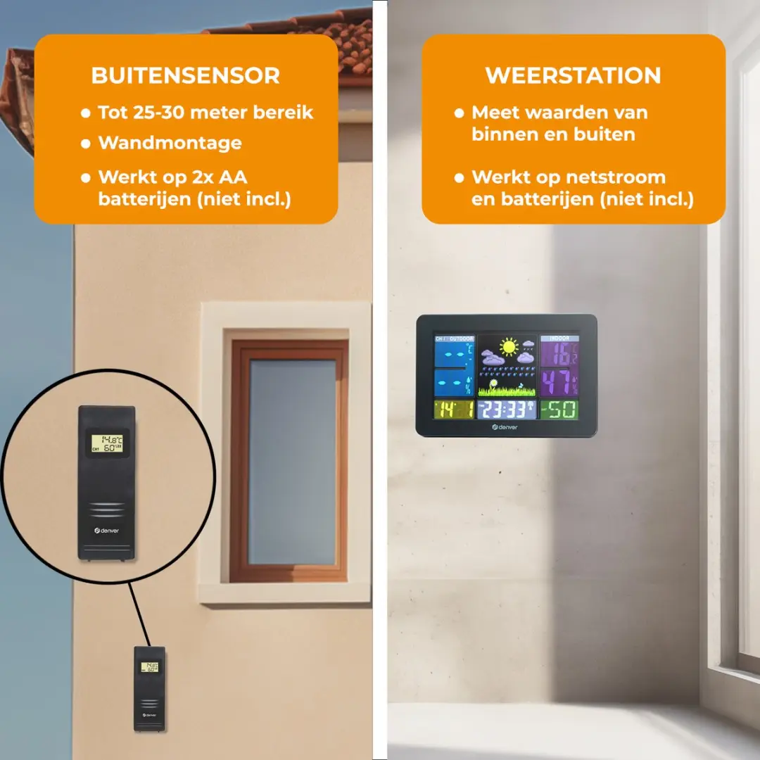 Denver WS540 Draadloos Weerstation - Binnen & Buiten - Zwart - afbeelding 3 van 6