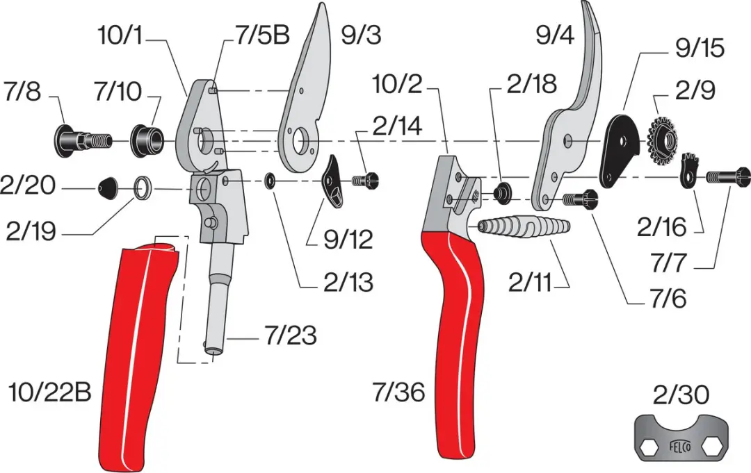 Felco 10 Linkshandige Snoeischaar - 25mm - afbeelding 2 van 6