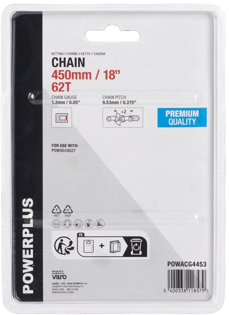Powerplus Ketting POWACG4453 62T - 450mm