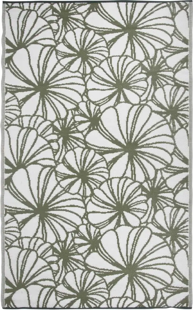 Esschert Design Buitenkleed OC21 241x152cm - Bloemmotief Donkergroen
