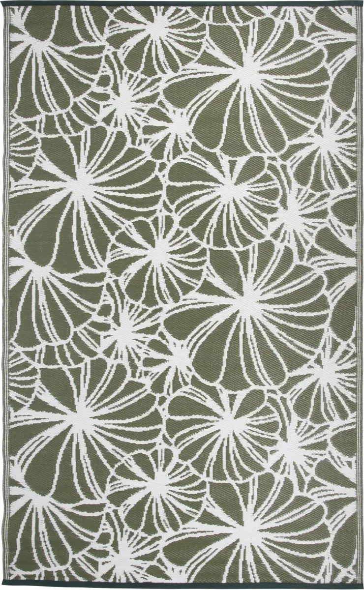 Esschert Design Buitenkleed OC21 241x152cm - Bloemmotief Donkergroen