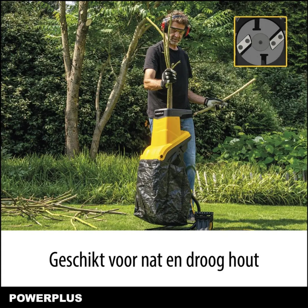 Powerplus Elektrische Hakselaar 2500W - 45mm Takken