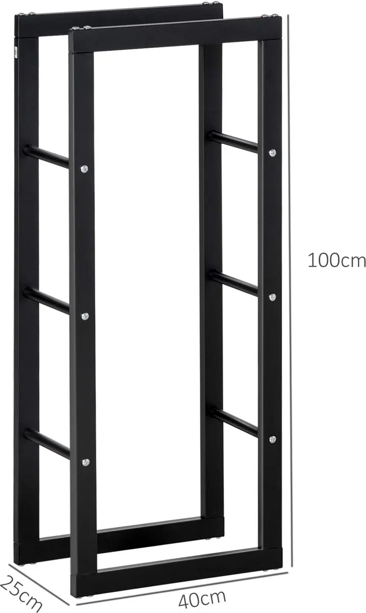 Homcom Vuurhoutrek Metaal 40x25x100cm - Zwart