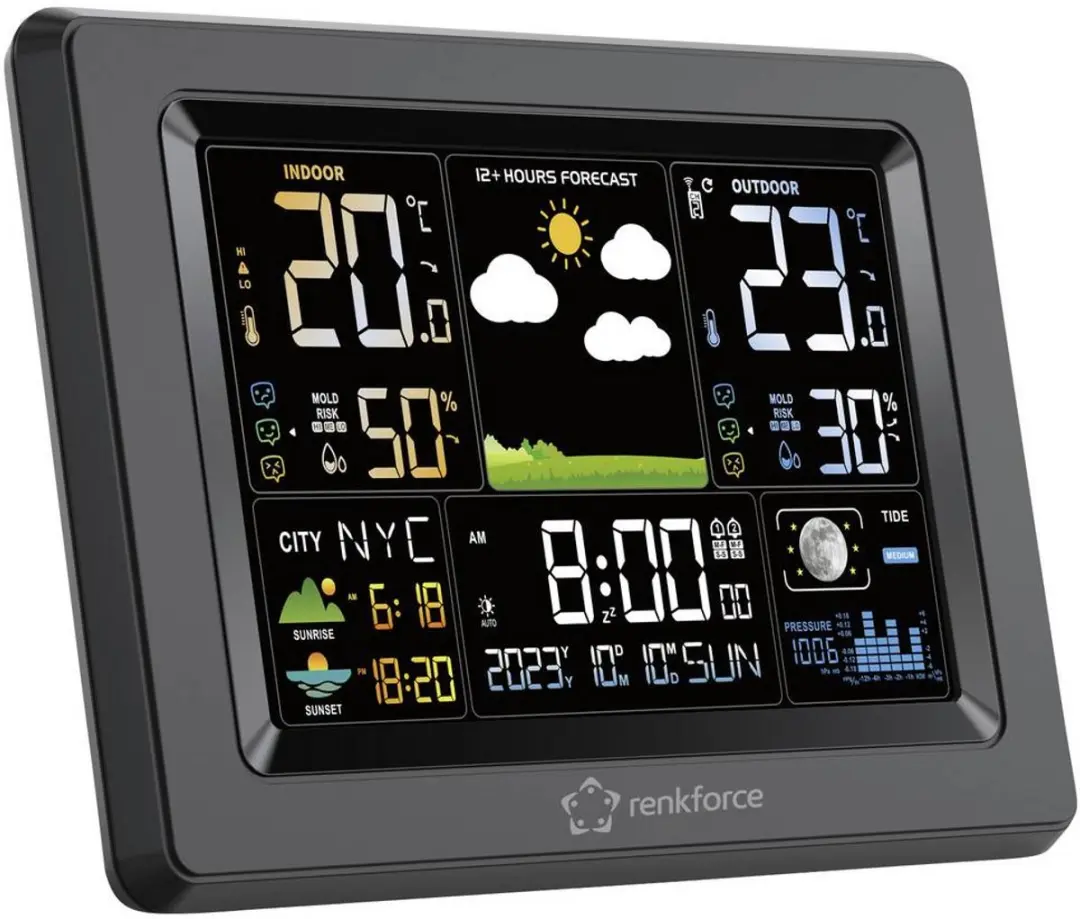 Renkforce RF-4883630 Digitaal Weerstation - 3 Sensoren - Zwart