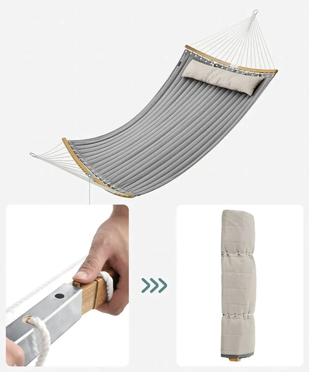 Songmics Hangmat 2 Personen 200x140cm - 225kg - Bruin-Grijs