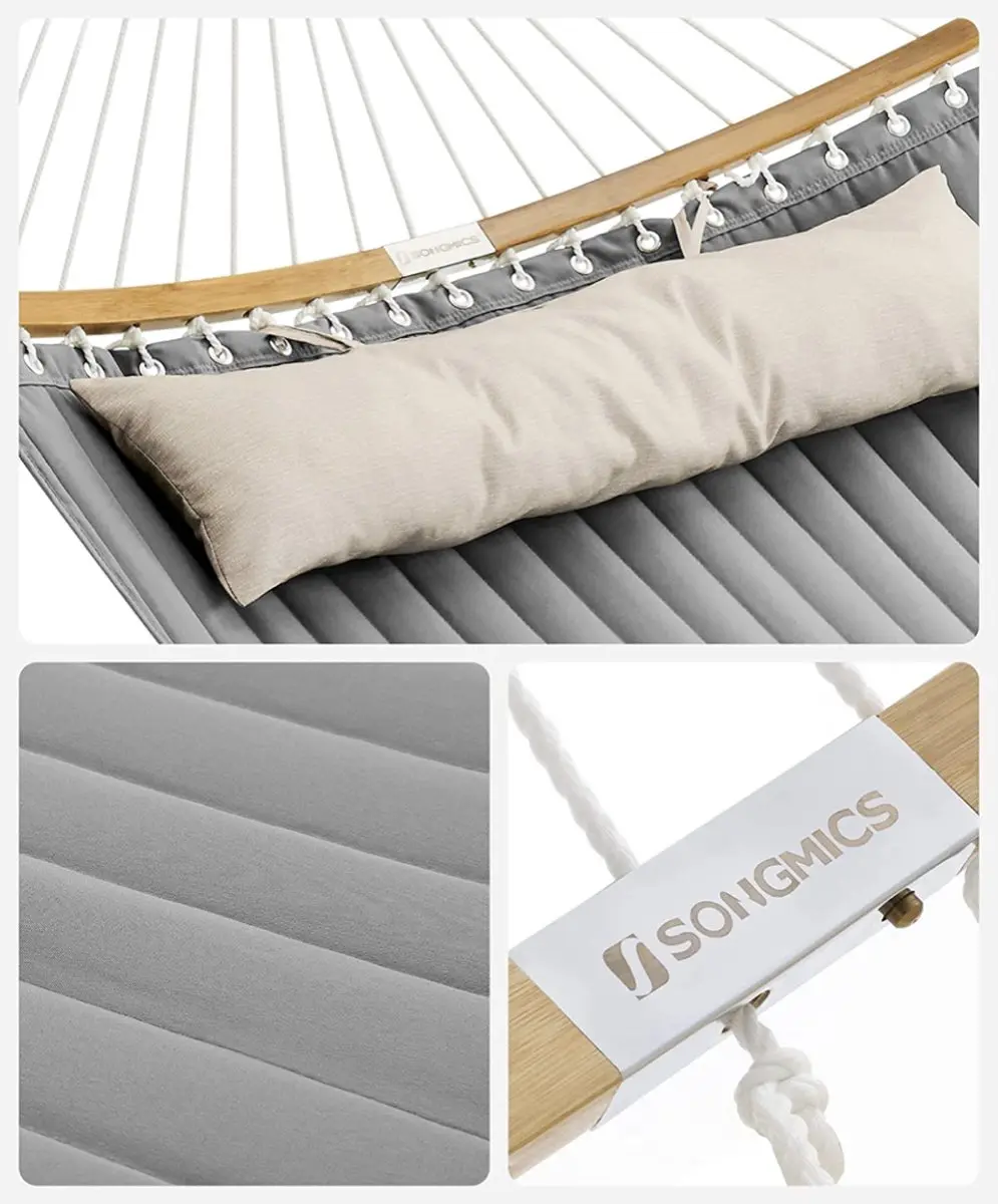 Songmics Hangmat 2 Personen 200x140cm - 225kg - Bruin-Grijs