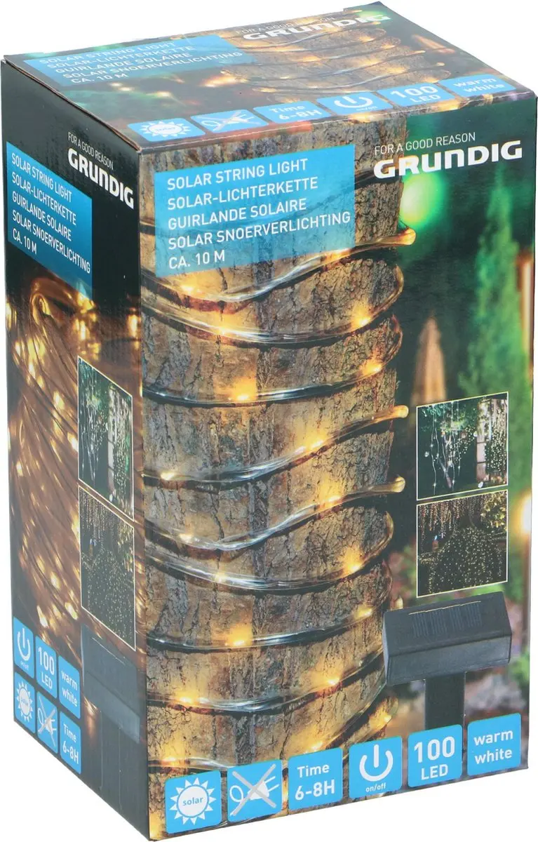 Grundig Solar Lichtsnoer 100 LED Warm Wit - 10m