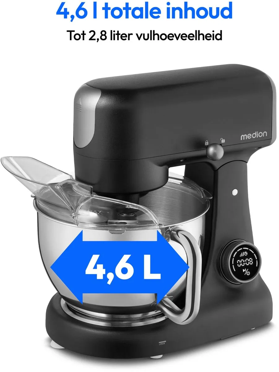 Medion MD12600 Keukenmachine met Vleesmolen 800W - 8 Snelheden - Zwart