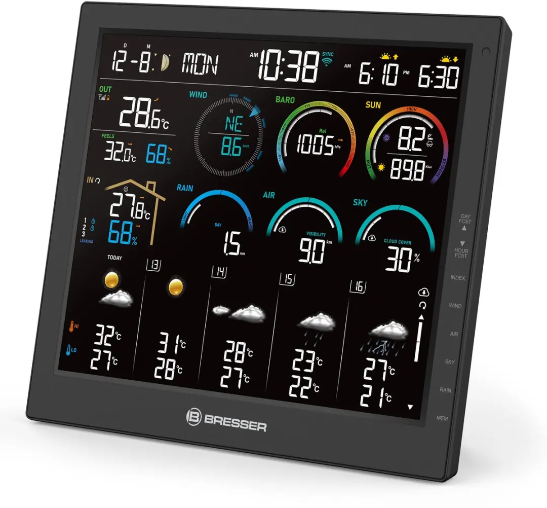 Bresser 4Cast 10" Weerstation - 8-in-1 Sensor - Zwart/Wit