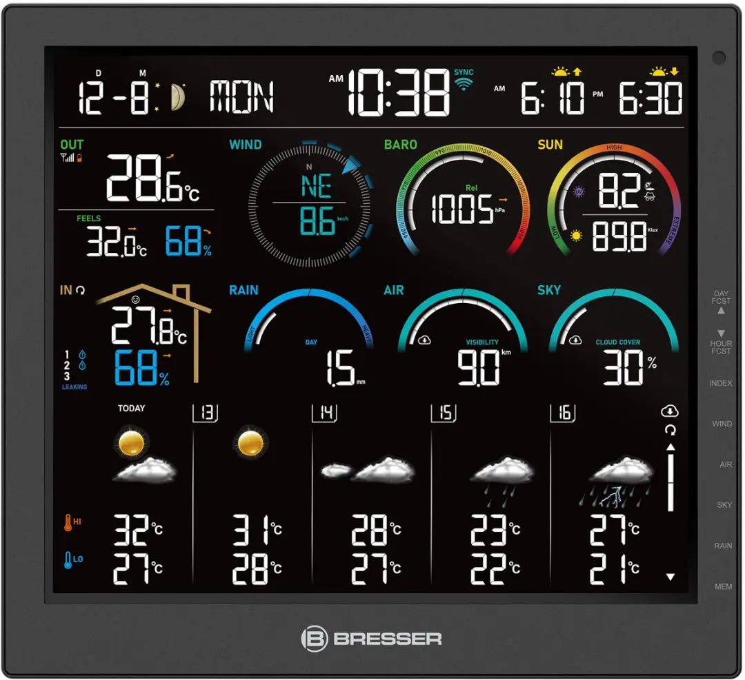 Bresser 4Cast 10" Weerstation - 8-in-1 Sensor - Zwart/Wit