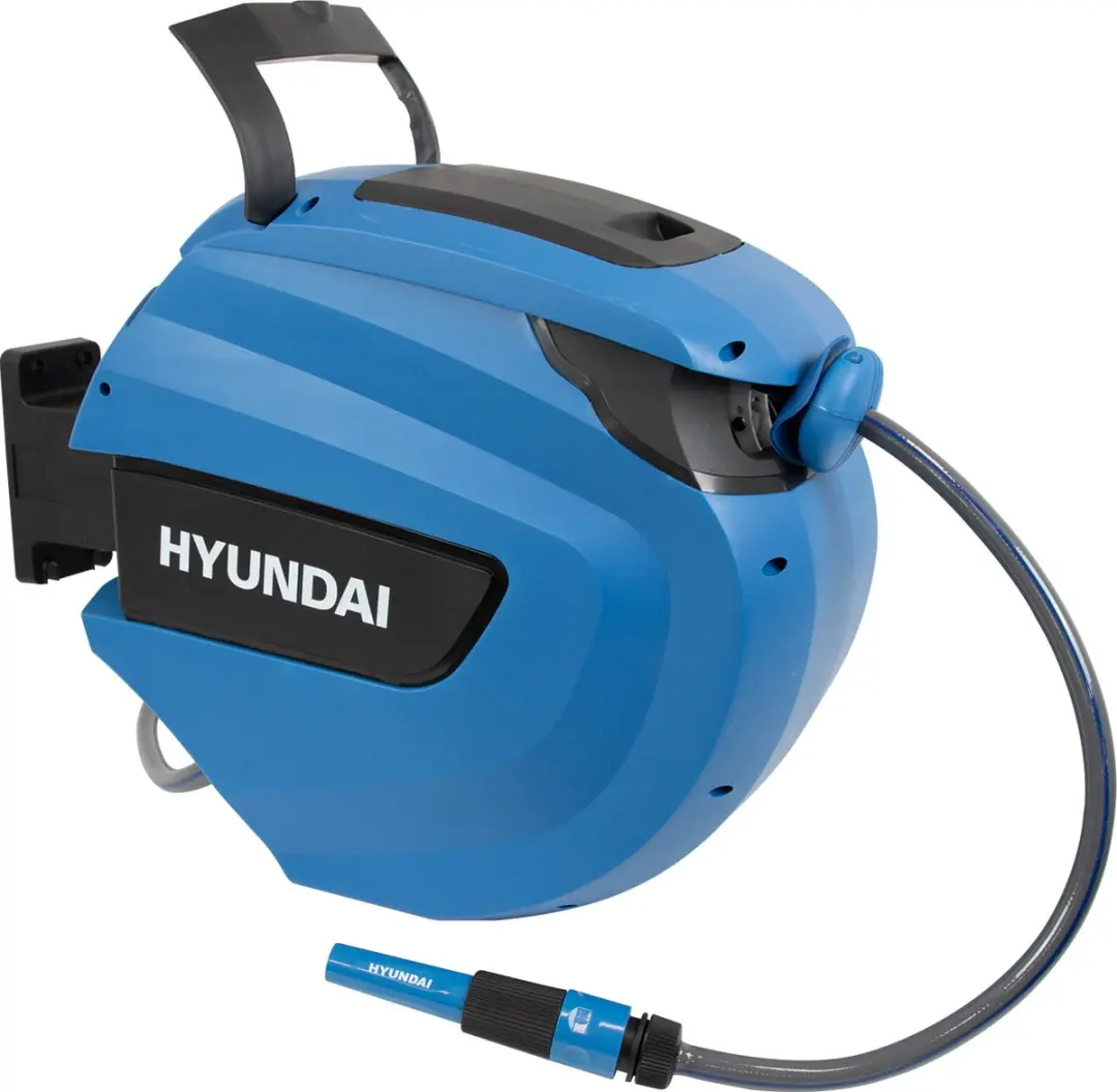 Hyundai Wandslangenbox 30m 12mm - Tuinslanghaspel - Zilver/Blauw/Zwart
