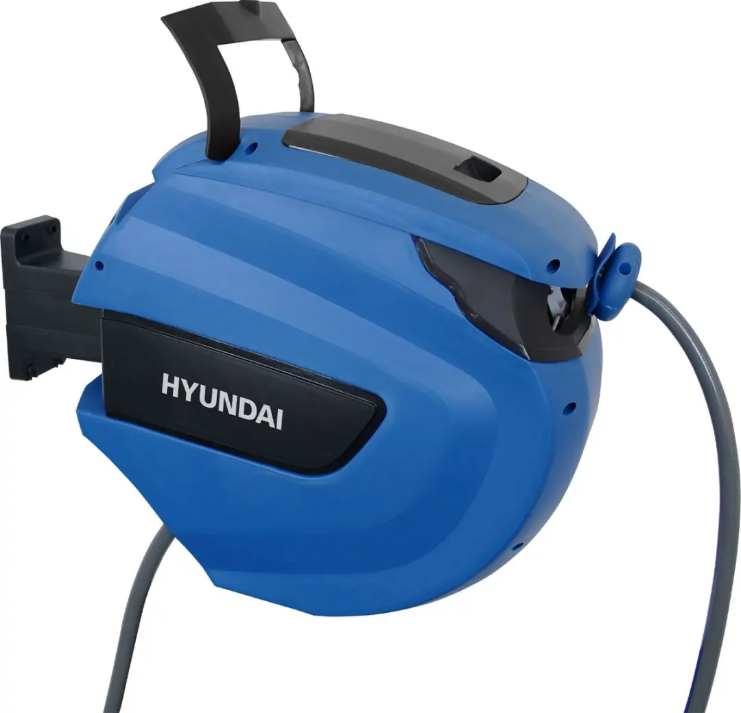Hyundai Wandslangenbox 30m 12mm - Tuinslanghaspel - Zilver/Blauw/Zwart