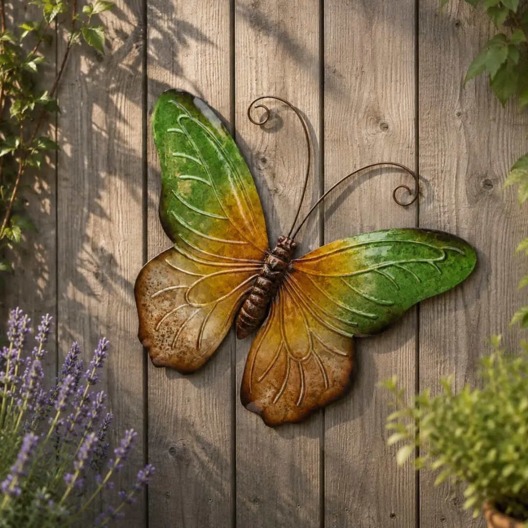 Anna's Collection Vlinder Wanddecoratie Groen 44x32cm Metaal